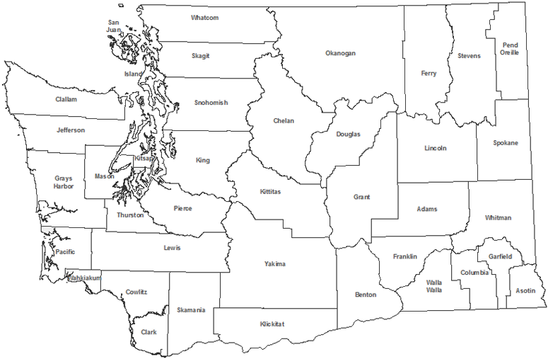 Washington State Counties Map Printable Washington State With