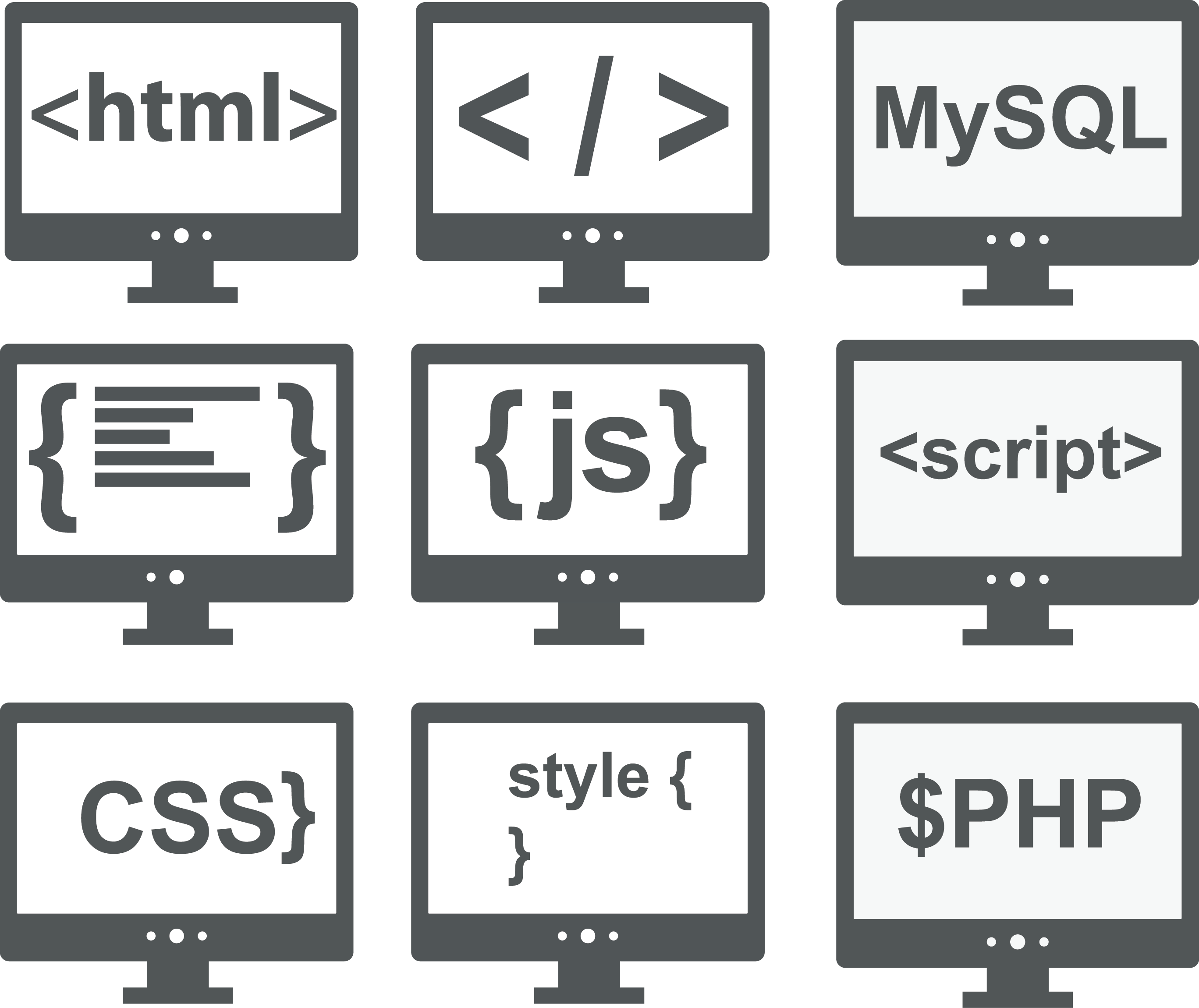 tech logo- html, css, javascript, wordpress, bootstrap, angular, php,  android, python - Web Development & Technology Resources
