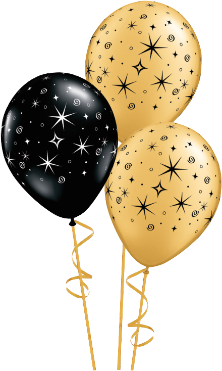Download Picture - Black And Gold Balloons Transparent Clipart Png