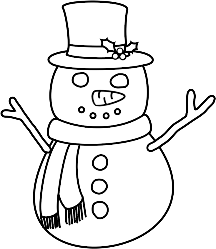 Snowman Digital Stamp By Janettebernard - Snowman Clipart Black And ...