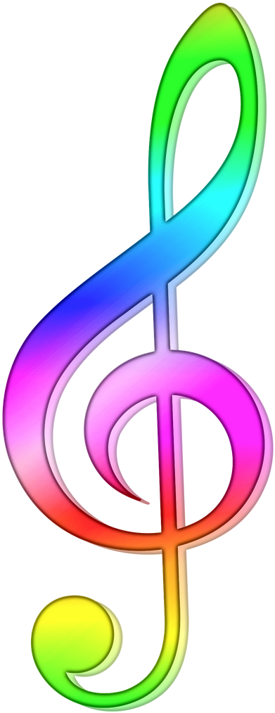 Treble - Colorful G Clef Notes Clipart (500x990), Png Download