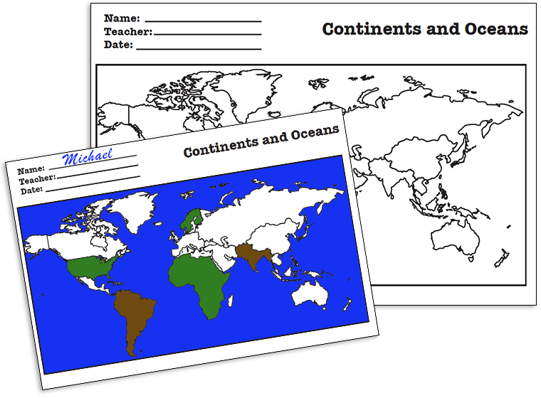 Download Continents And Oceans Map - Printable World Map Black And ...