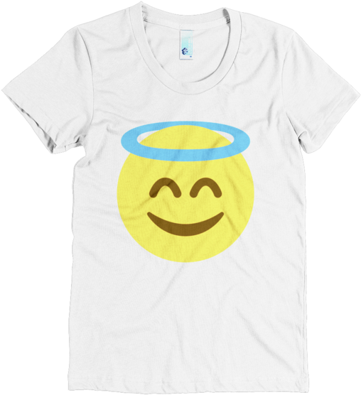 Angel Emoji T-shirt ﻿a Face With A Halo Above - Smiley Clipart - Large ...