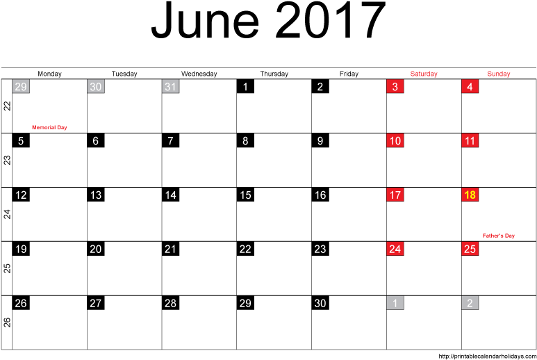 June 2017 Calendar Template Word Blank Printable June Full Moon