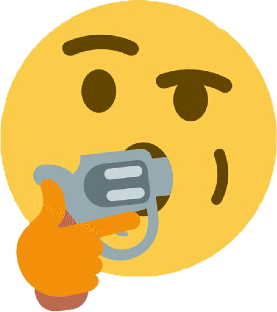 Meme Memes Sticker Thinkingemoji Gun Shotmyself Dank - Thinking Emoji Gun In Mouth Clipart (909x1024), Png Download