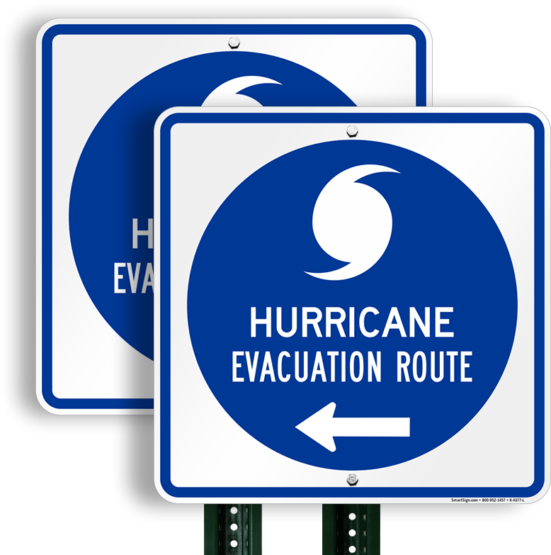 Hurricane Evacuation Route Left Arrow Sign Clipart - Large Size Png ...