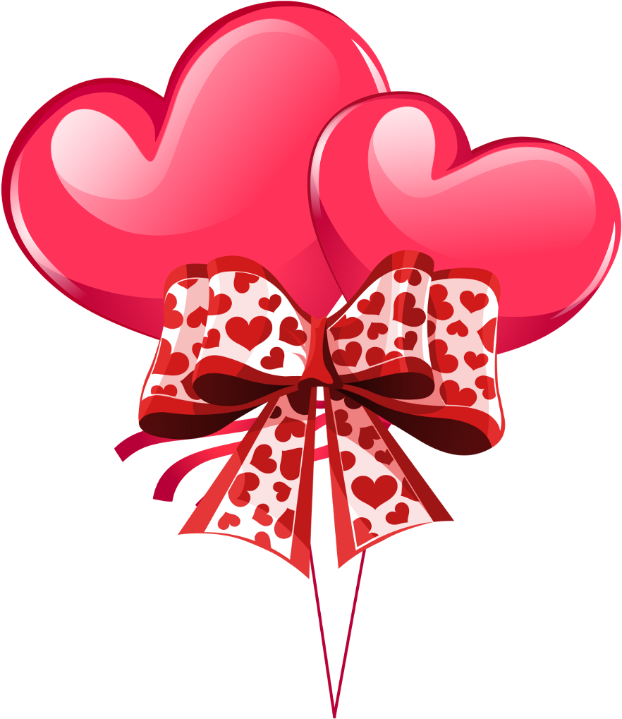 Hearts Heart Ribbon Bow Valentinefreetoedit Clipart - Large Size Png 