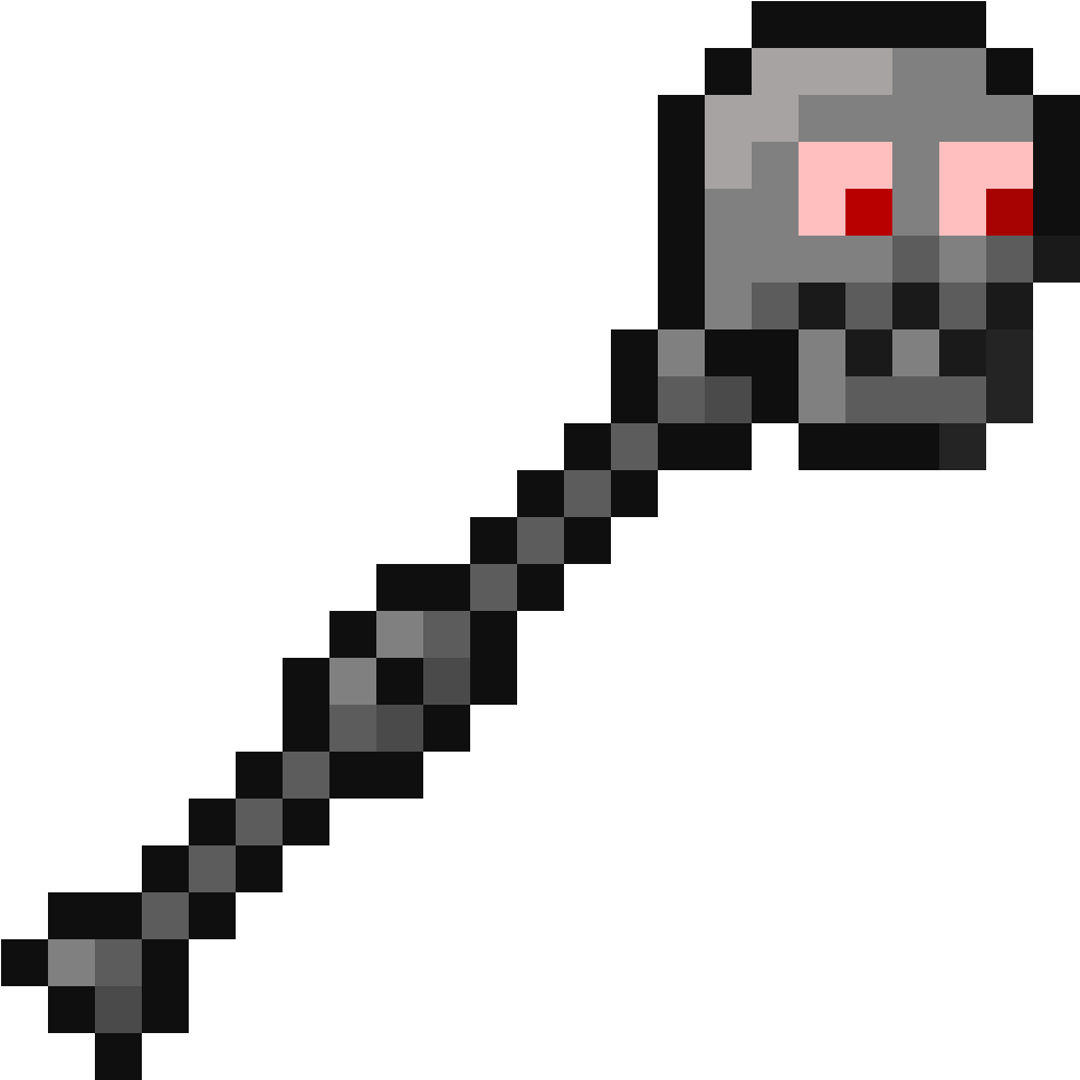 Skull Staff - Minecraft Fire Sword Pixel Art Clipart (1376x1376), Png Download