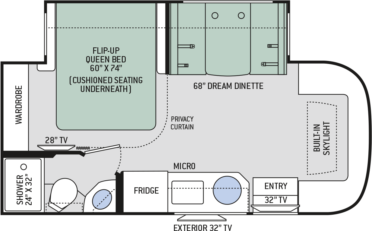 Gemini 23tw Floor Plan 25 Foot Class C Rv Floor Plans Clipart Large Size Png Image PikPng