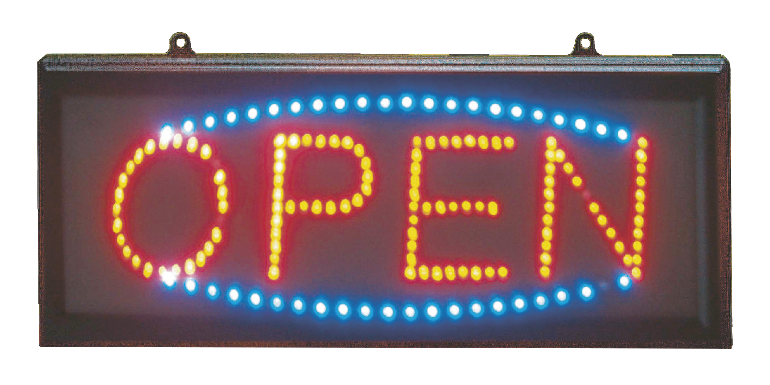 Download Led Red/blue Landscape Open Sign , Png Download - Open Sign