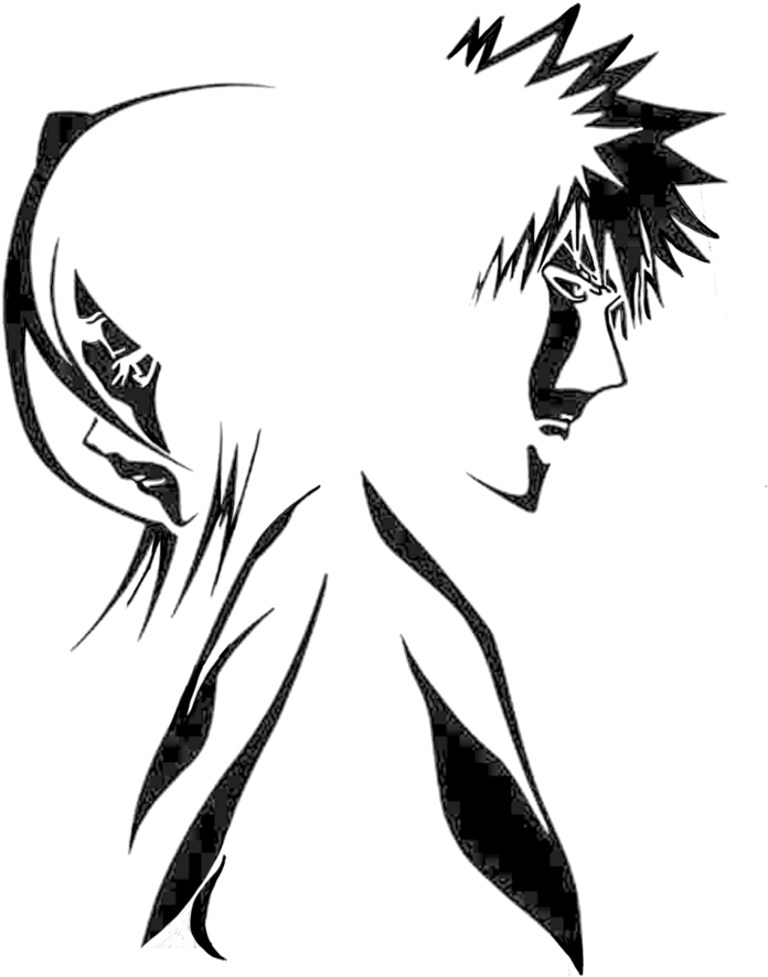 Ichigo And Rukia Black And White Clipart - Large Size Png Image - PikPng