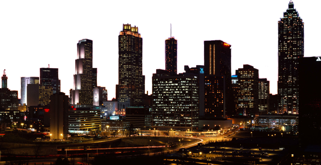 Bulding Sticker - Atlanta City At Night Clipart - Large Size Png Image ...