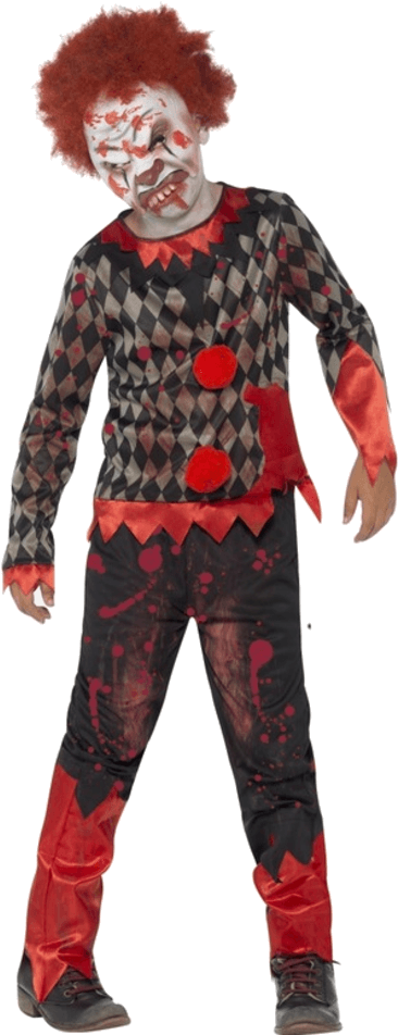 Child Halloween Deluxe Zombie Clown Costume - Kids Killer Clown Costume ...