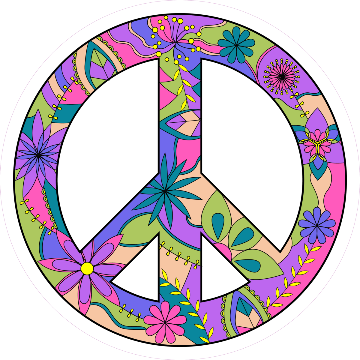 Download Purple Floral Peace Sign Sticker - Centro Psicopedagogico La ...