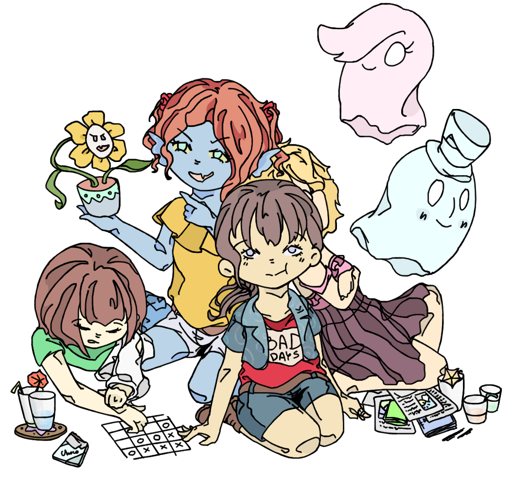 Undertale Undyne Alphys Alphyne Flowey Frisk Chara Cartoon Clipart Large Size Png Image Pikpng