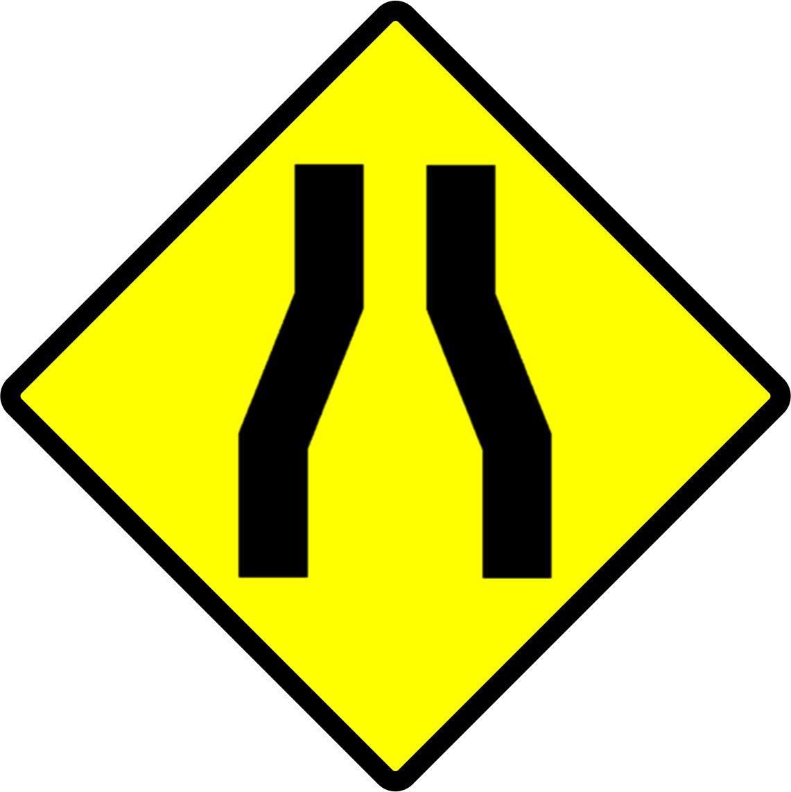 Indonesia New Road Sign 1m - Road Narrows On Both Sides Sign Clipart ...