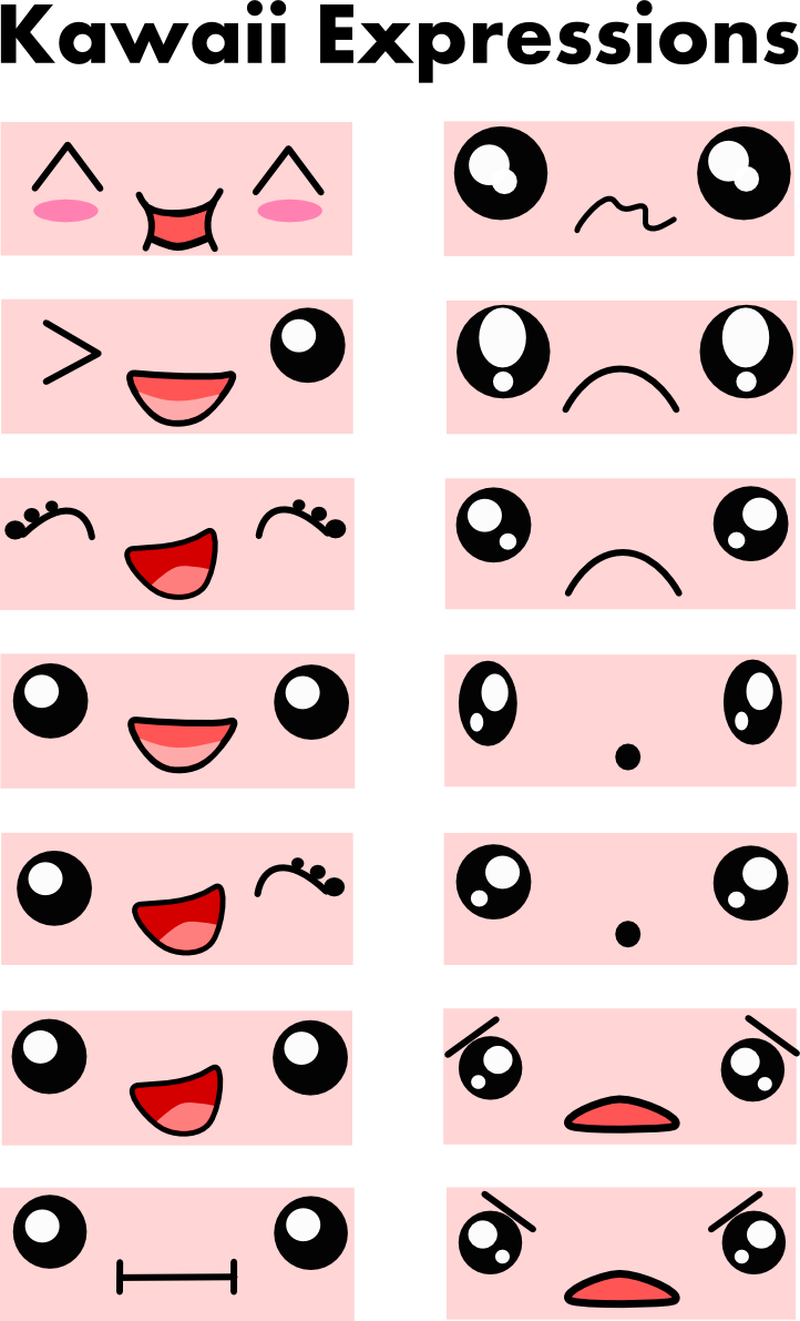 Expressions Page By - Como Dibujar Ojos Kawaii Clipart - Large Size Png  Image - PikPng