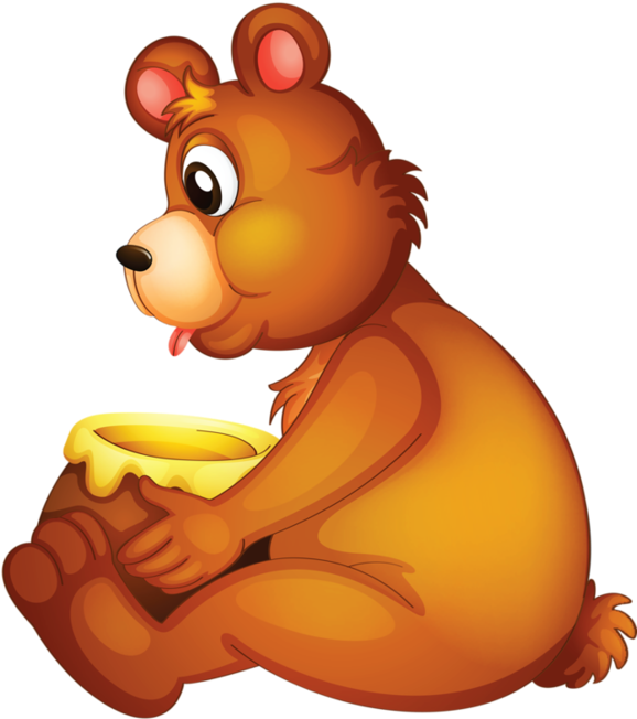Honey Clipart A Bear Eating Honey Bear Honey Cartoon Png Download Large Size Png Image Pikpng