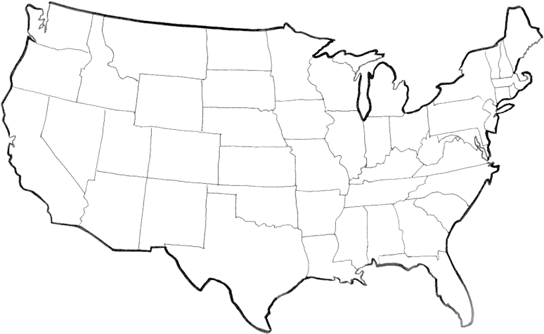 Download Usa Map Png Picture - Black And White American Map Clipart Png