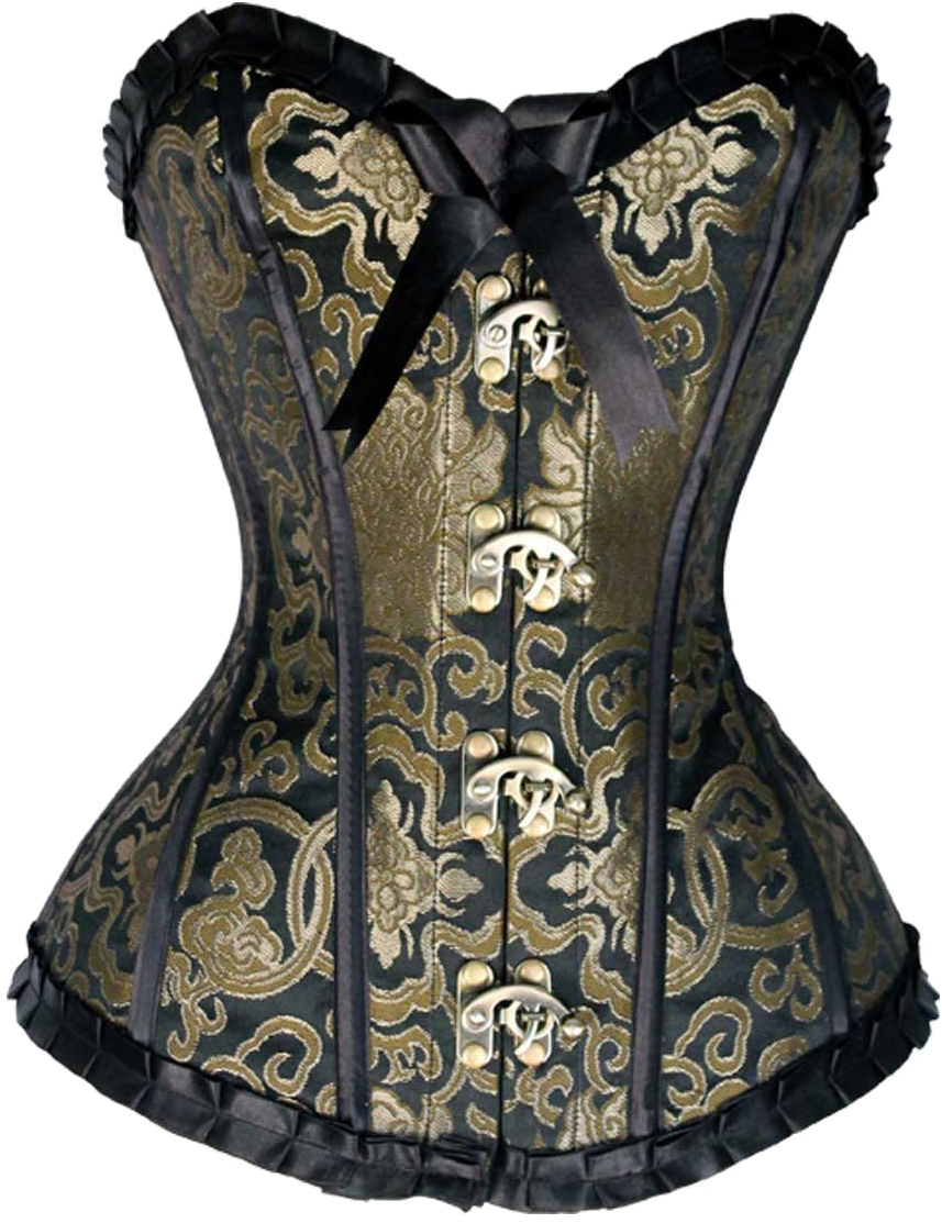 Vc1404 Ladies Brocade Corset Black With Purple And - Corset Gold ...