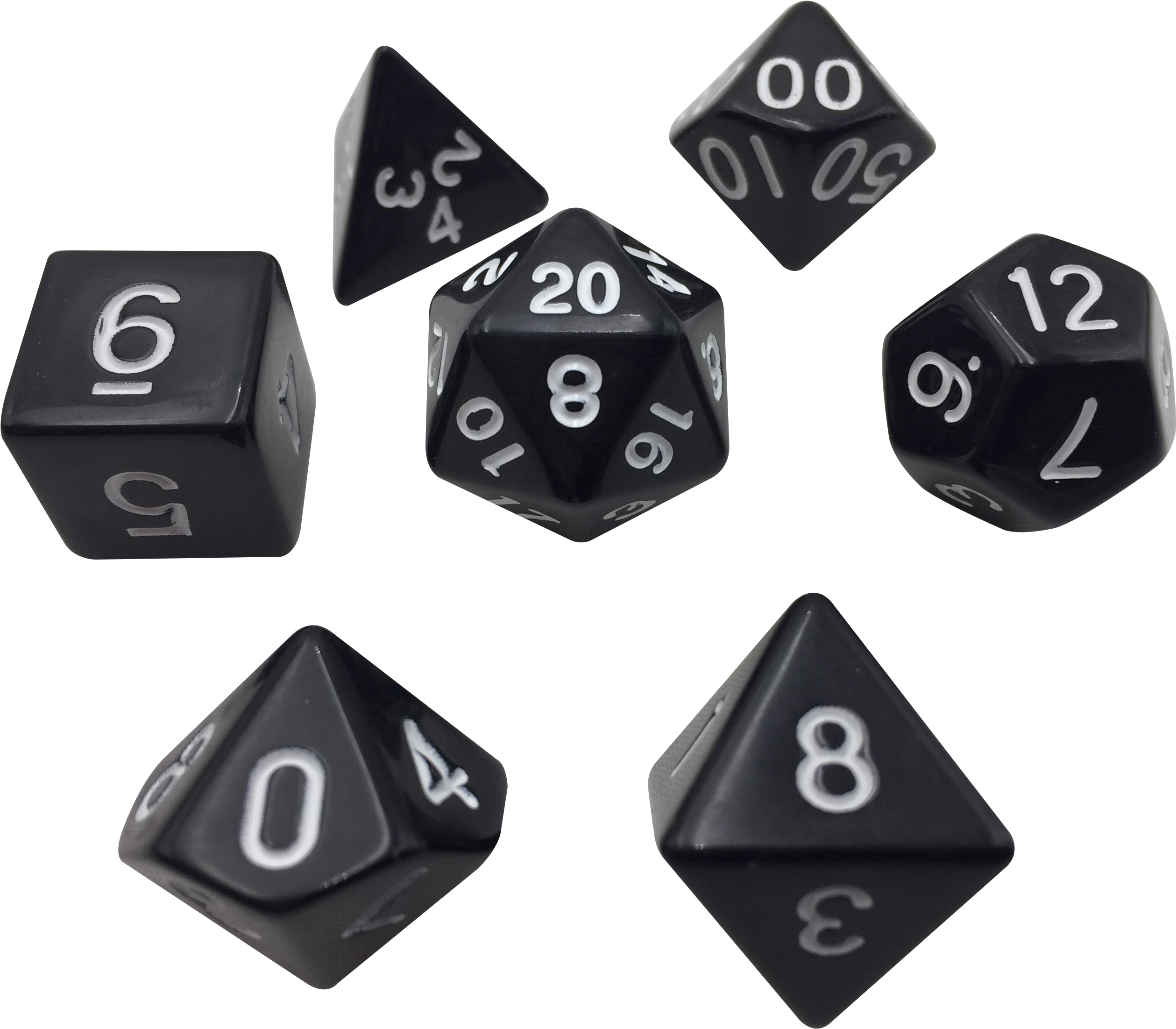 Download Black With White Numbers Set Of 7 Polyhedral Rpg Dice