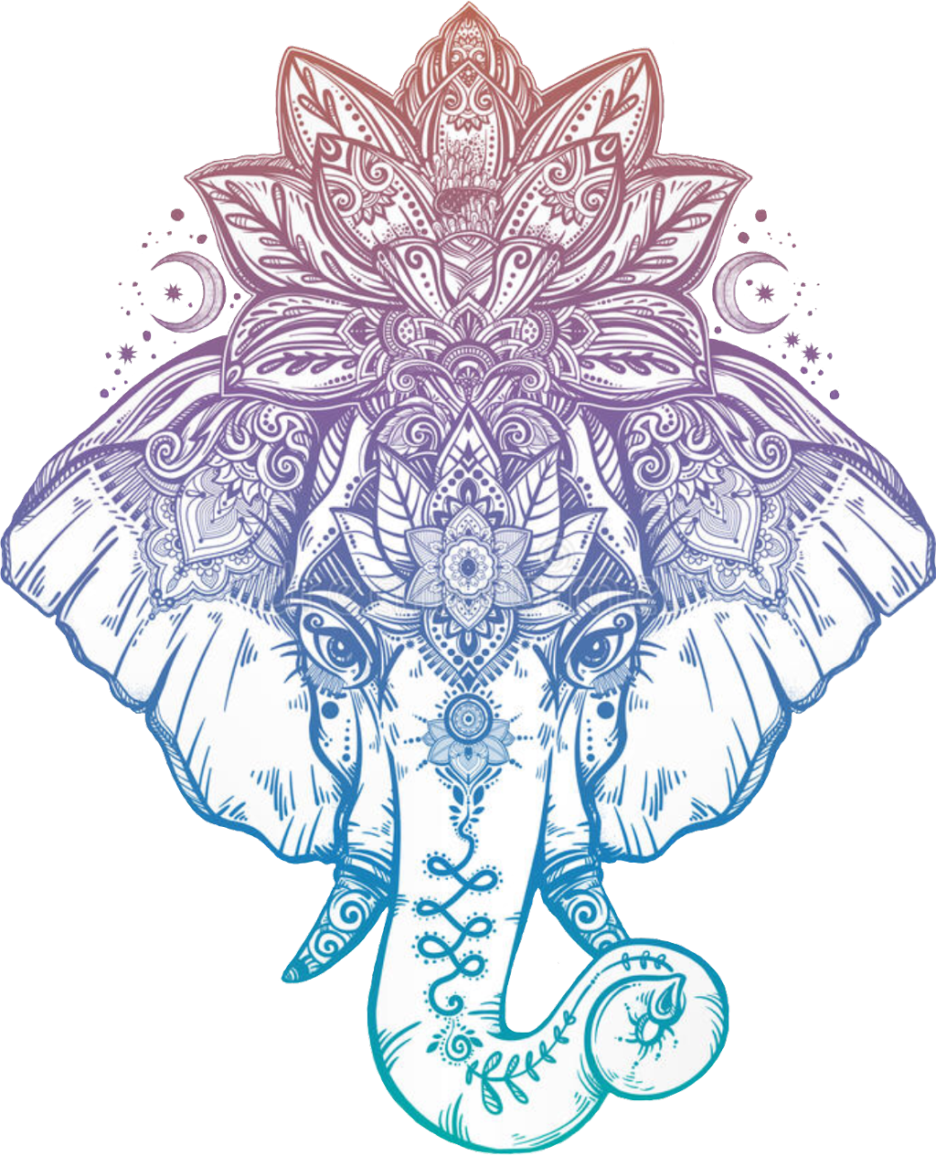 Download Download #elephant #mandala #crescent #lotus #crown # ...