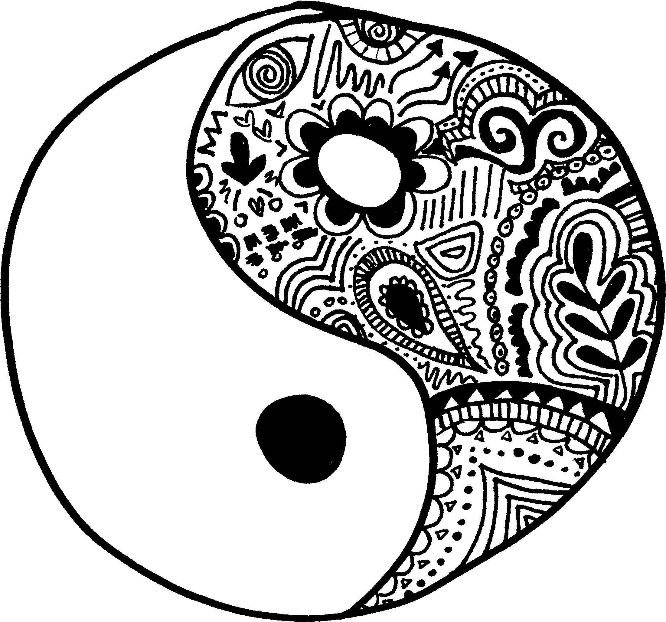 Yin Yang Zentangle - Circle Clipart - Large Size Png Image - PikPng