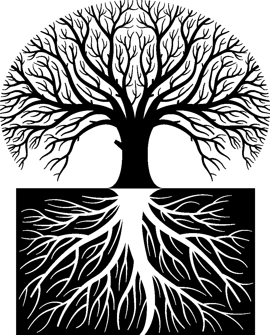 tree with roots silhouette