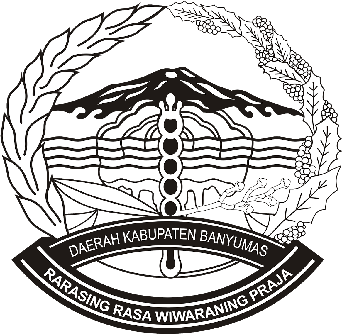 Logo Kabupaten Banyumas 1 Warna Black White Vector - Banyumas Regency Clipart (1600x1600), Png Download