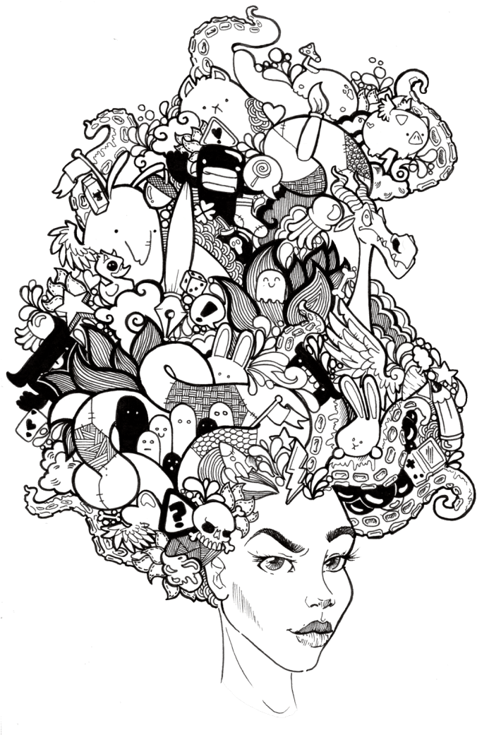 Do A Black And White Doodle - Illustration Clipart - Large Size Png ...