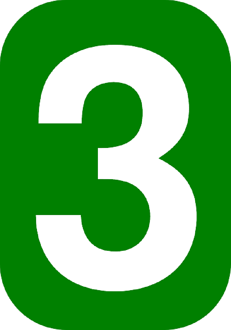 Green Number 3 Transparent - 3 White  Green Rounded Rectangle Svg 