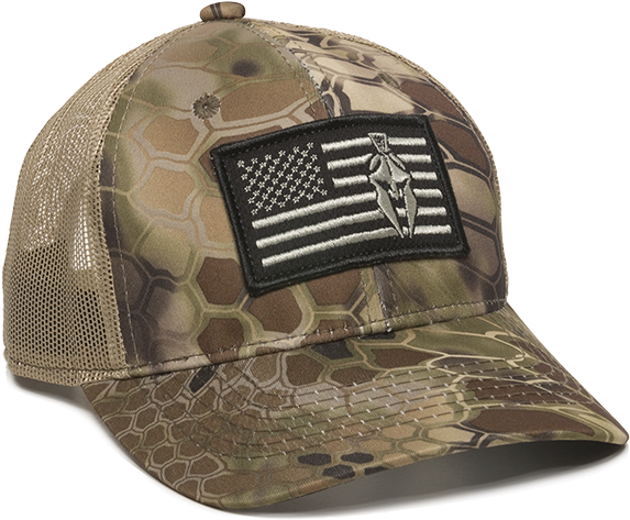 Kryptek Highlander Usa Flag Patch Mesh Back Fishing, - Baseball Cap ...