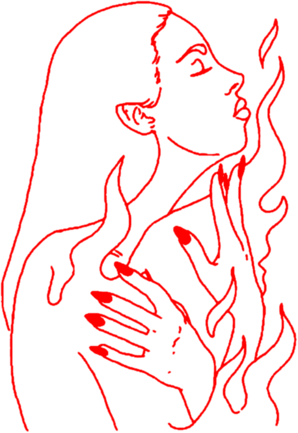 Download Aesthetic Art Girl Woman Lineart Outline Red Hand Hands