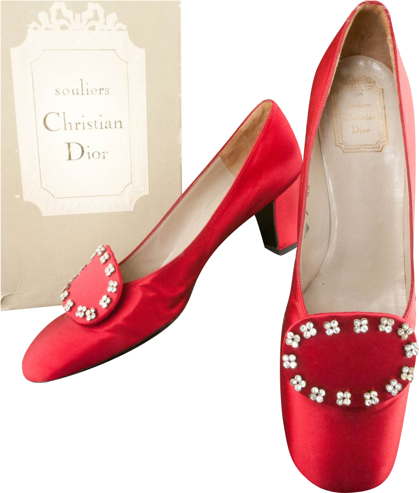 Christian Dior *ca 1958 Red Satin Shoes *no - Vintage Christian Dior ...