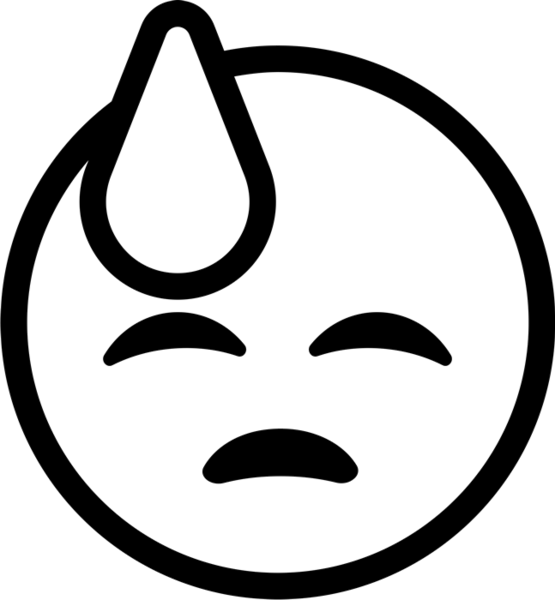 Sweating Emoji Black And White Clipart - Large Size Png Image - PikPng