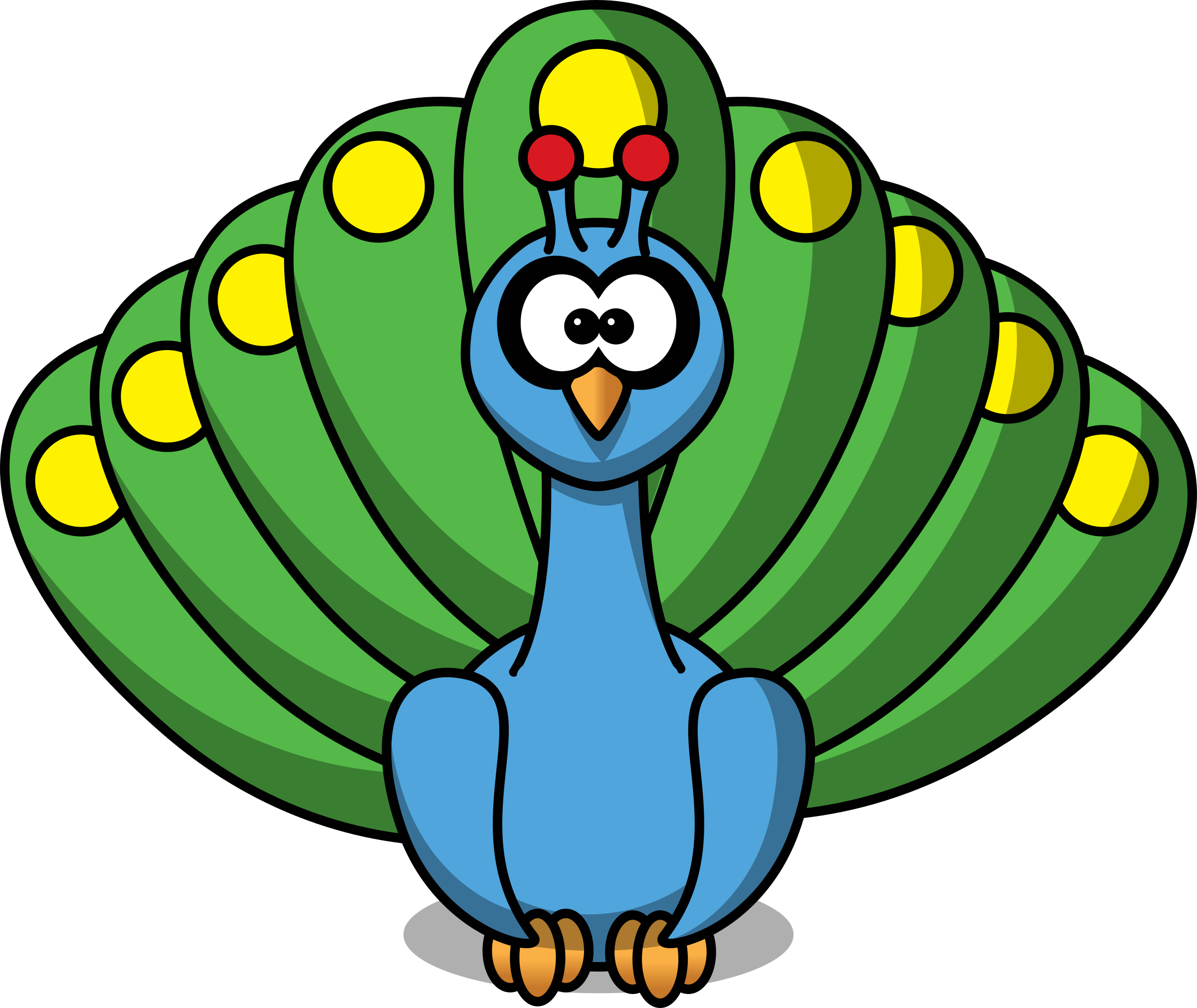 Peacock - Clipart - Free - Clip Art Cartoon - Png Download (1969x1658), Png Download