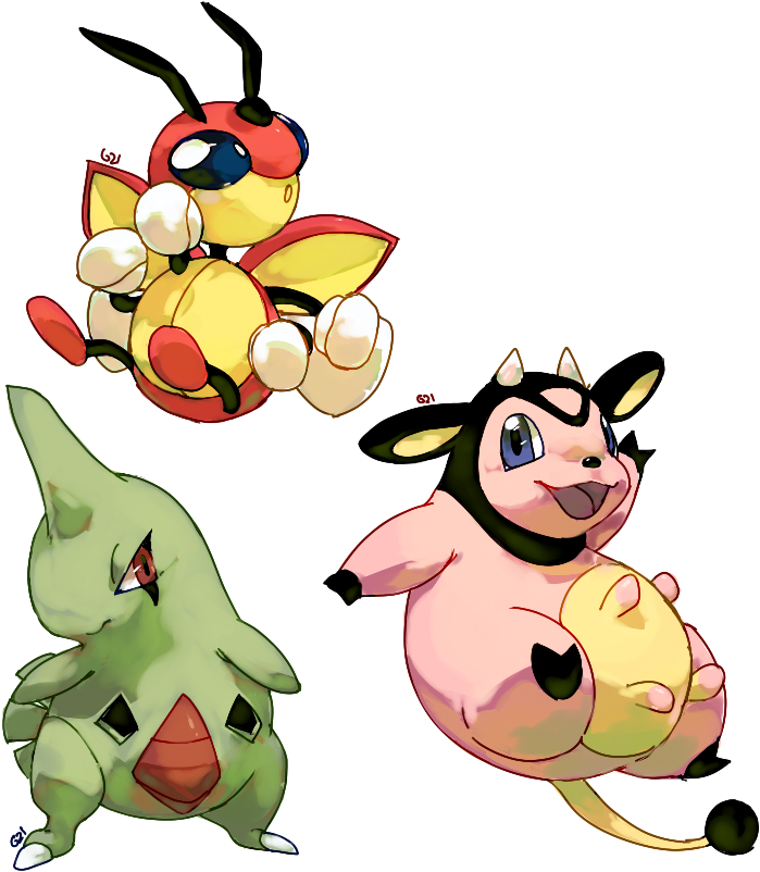 Larvitar, Miltank, And Ledian , Png Download - Cartoon Clipart (699x802), Png Download