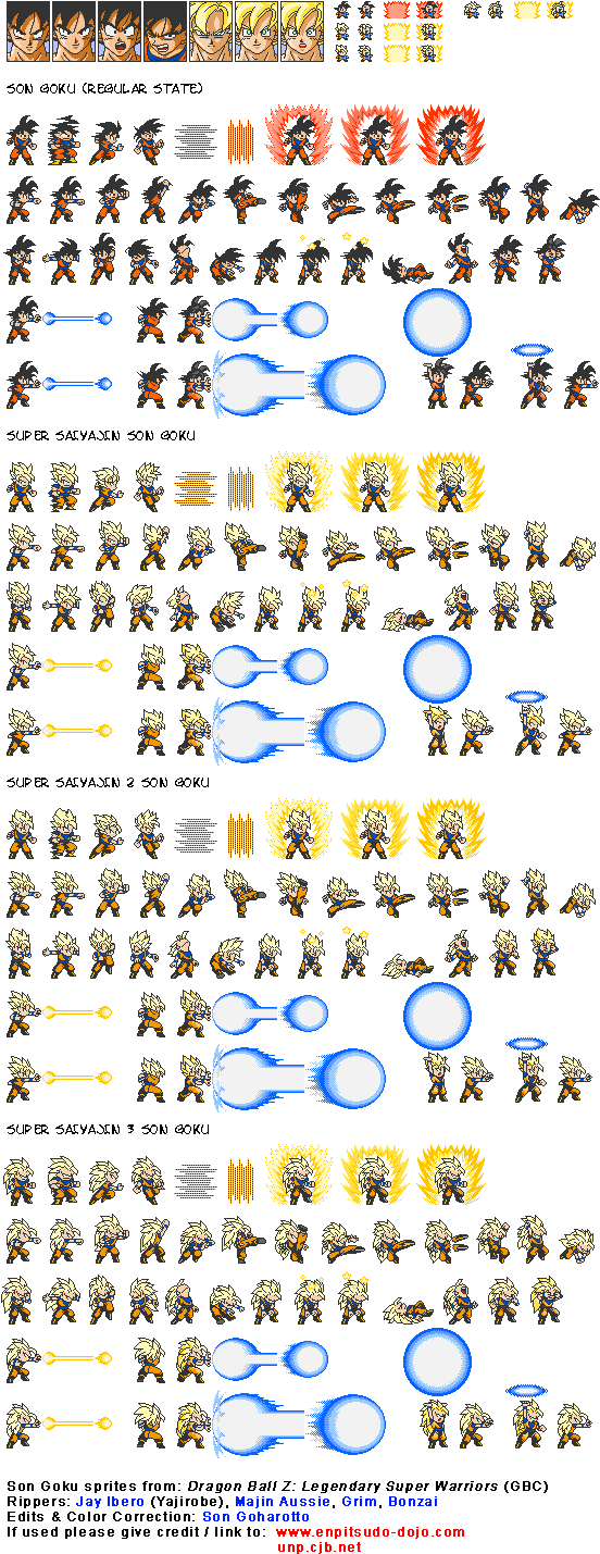 Download Goku1qb - Son Goku Sprite Sheet Clipart Png Download - PikPng