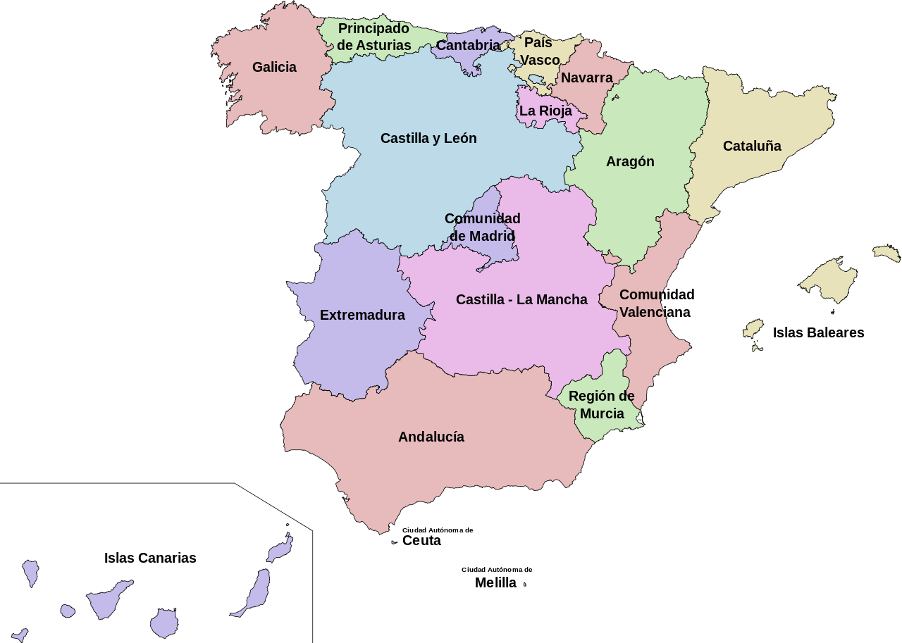Comunidades Autonomas De Espana Spain Is In Which Country Clipart Large Size Png Image Pikpng