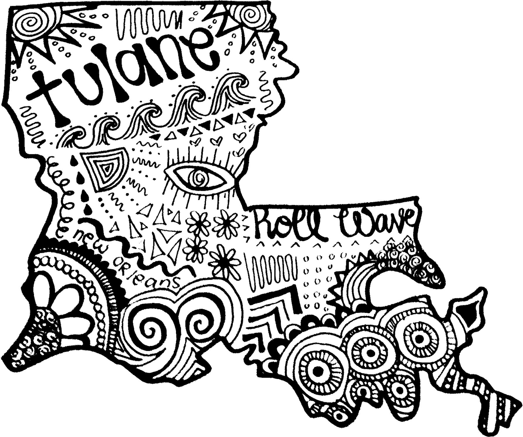 Tulane Zentangle Cartoon Clipart Large Size Png Image PikPng