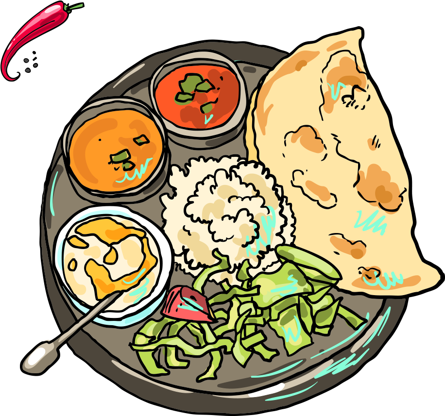 Indian Cuisine Pakora Samosa Rajma - Indian Food Cartoon Png Clipart (1000x1000), Png Download