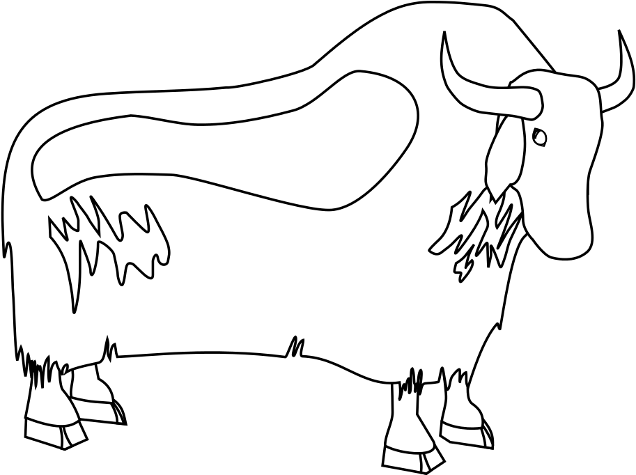 File - Yak Clipart - Svg - Line Art - Png Download - Large Size Png ...