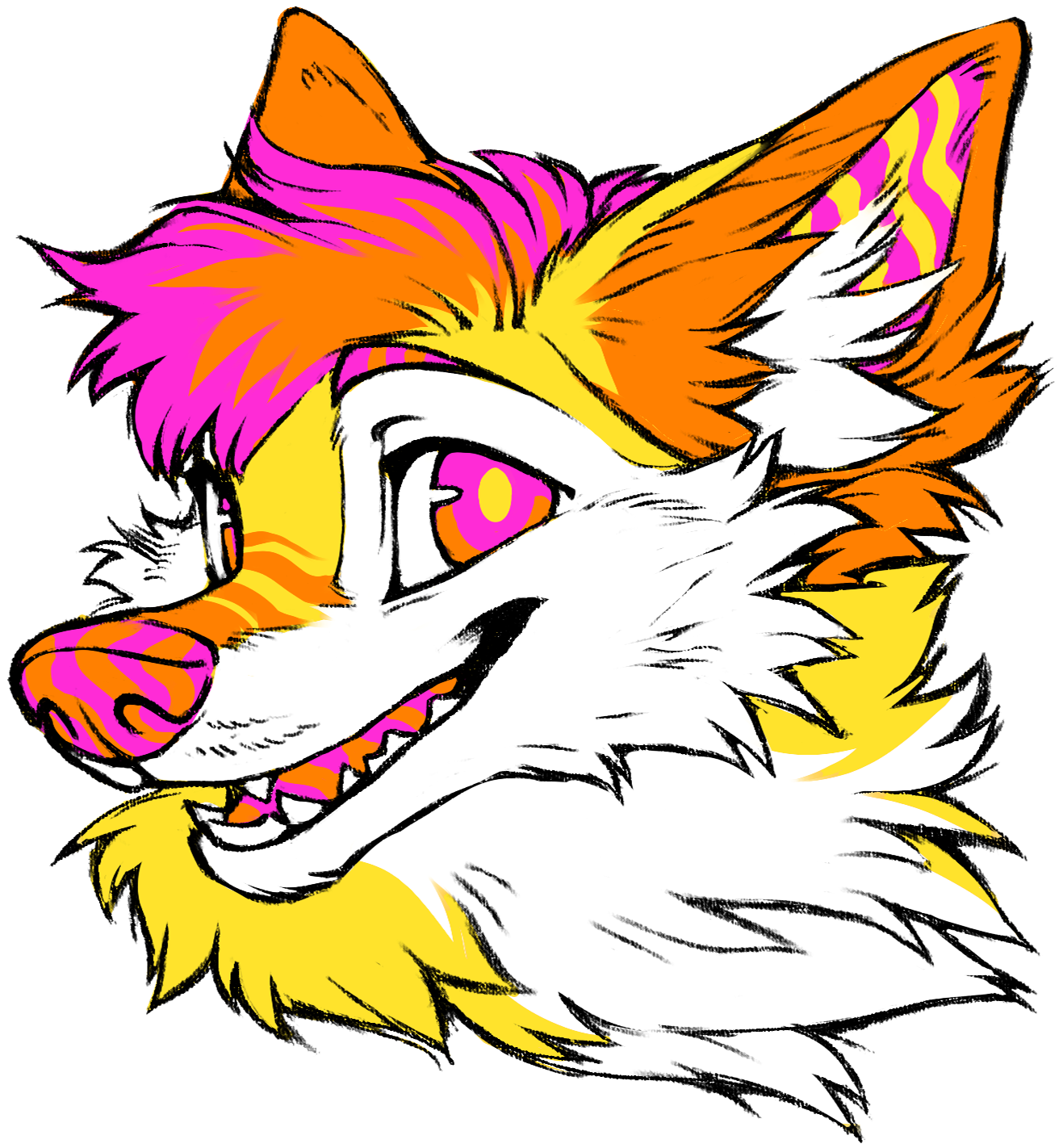 Neon Wolf - Cartoon Clipart (1700x1600), Png Download