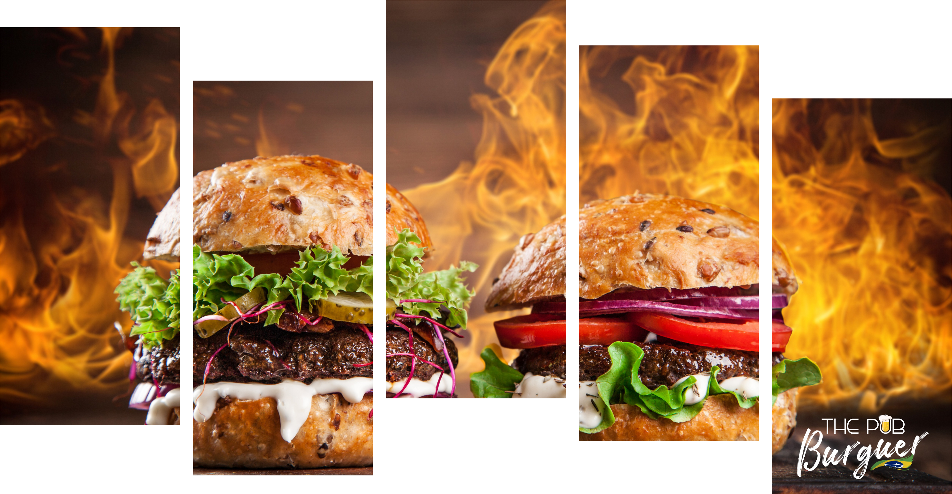 Canvashamburguer - Burger Fire Clipart (3075x1597), Png Download