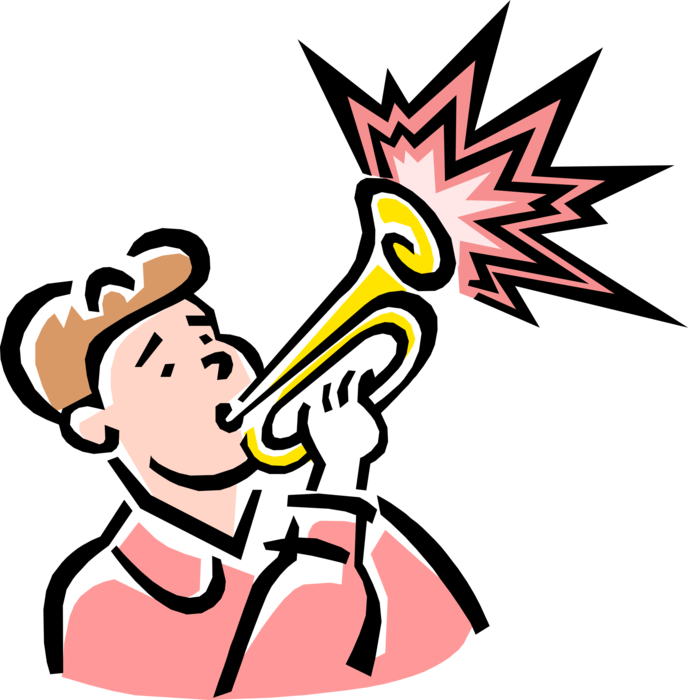 Vector Illustration Of Boy Blasts Trumpet Brass Musical Clipart - Large ...