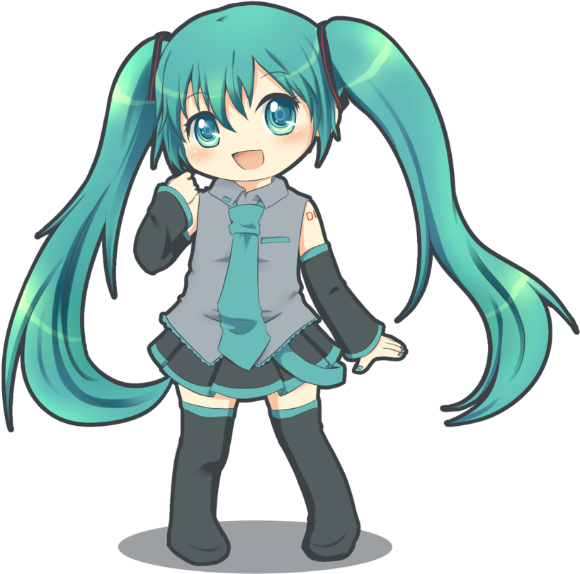 Chibi Hatsune Miku - Cartoon Clipart - Large Size Png Image - PikPng