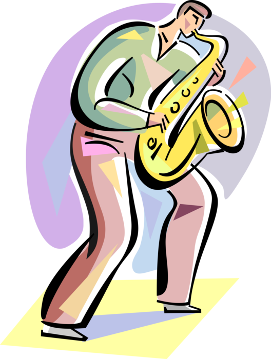 Vector Illustration Of Saxophonist Musician Plays Saxophone ...