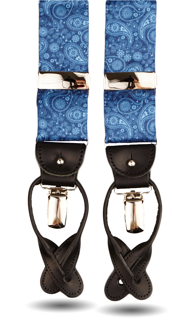 Albert Thurston Blue Paisley Leather Suspenders Strap Clipart Large Size Png Image Pikpng