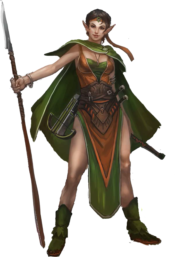 D20 Transparent Elvish - Female Wood Elf Spear Clipart - Large Size Png ...