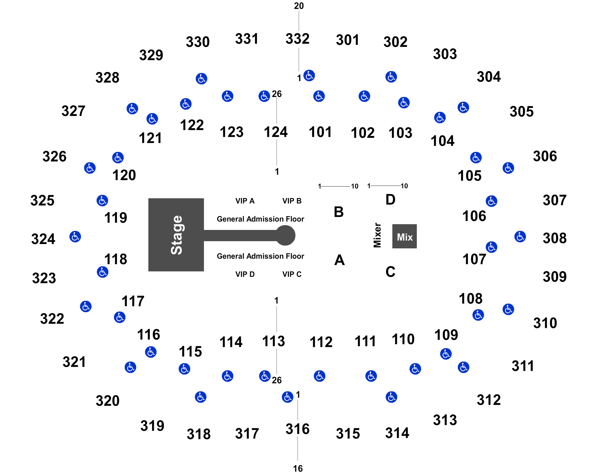 Full Map - Uic Pavillion Seating Chart Clipart - Large Size Png Image 